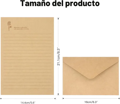 Vista 4 de KSIWRE Juego de 72 piezas de papelería vintage, 24 papeles de escritura con 12 sobres a juego, kit de papelería de aspecto antiguo para escribir