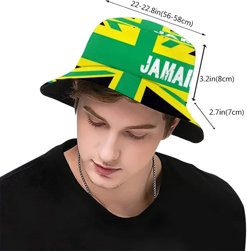 Vista 3 de Mbzutay Sombrero de pescador retro de Jamaica a la moda, unisex, sombrero de playa, sombrero de pescador, sombrero de bandera de Jamaica