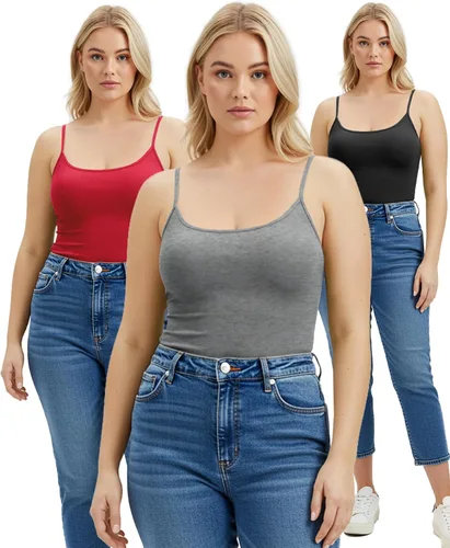 Vista 371 de Emmalise Camisola larga casual básica para mujer, con tirantes ajustables, top en capas