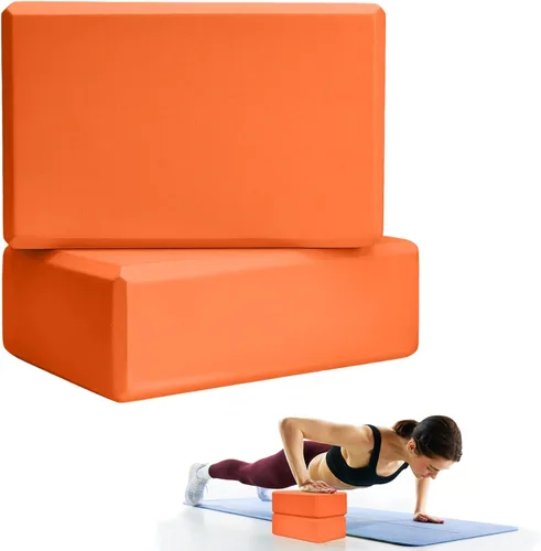 Vista 9 de 2 bloques de yoga, bloques de espuma de 9 x 6 x 3 pulgadas, accesorios de yoga para pilates, estiramiento y meditación, bloques de ejercicio ligeros