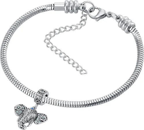 Vista 4 de QeenseKc Abalorio para pulseras europeas con diseño de elefante y mariposa diseño de oso de mamá