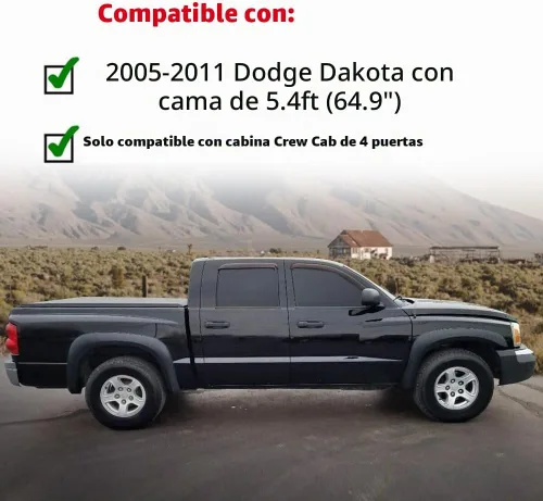 Vista 2 de PIT66 Guardabarros, compatibles con modelos Dodge Dakota Crew Cab 2005-2011 compatibles con Ram Dakota Crew Cab Pickup 2011 Smooth Matte Wheel