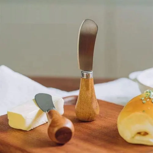 Vista 2 de 4 unids/pack esparcidor vertical de queso con mango de madera lindo cuchillo de mantequilla de pie