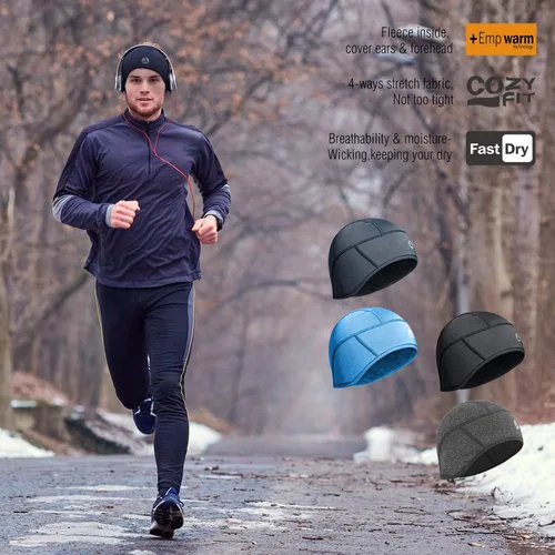 Vista 7 de Invierno 6-Panel Casco Liner Skull Cap Thermal Ciclismo Cap Running Beanie Sombreros Orejas Cálido Absorbe la Humedad