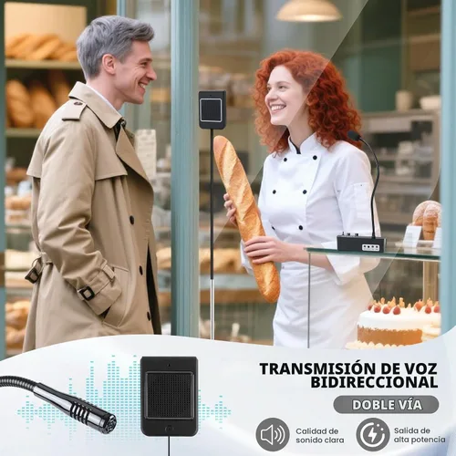 Vista 3 de Intercomunicador de ventana de doble vía, sistema de altavoces de ventana, micrófono de intercomunicación antiinterferencia. Para negocios, banco