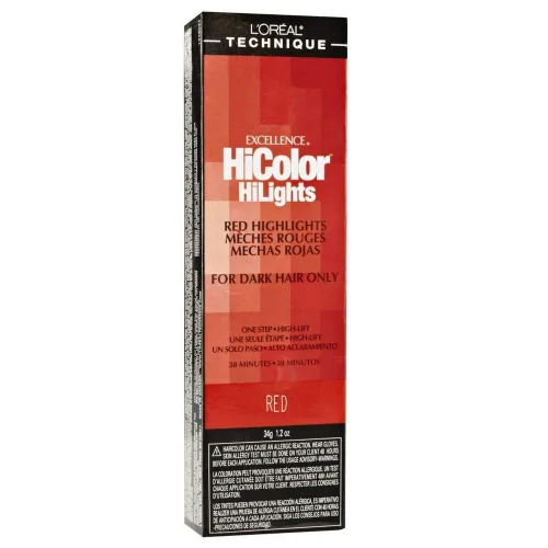 Vista 6 de L'Oréal Technique HiColor Red HiLights - Permanent Hair Color for Dark Hair, Intense Red Highlights, No Pre-Lightening Required, Rich, No-Drip