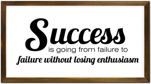 Vista 19 de Letrero con marco de madera con texto en inglés "Success is Going from Failure to Failure Without Losing Enthusiasm", decoración de pared, citas