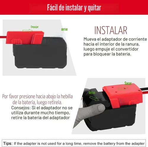 Vista 7 de Adaptador Azocek de rueda eléctrica compatible con batería Milwaukee con conector de arnés de cables compatible con Peg-Perego Children Ride-on Car