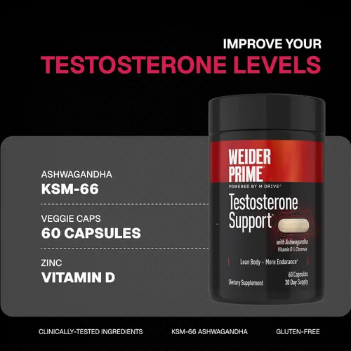 Vista 3 de Weider Prime Apoyo para hombres - Apoya la energía, la fuerza, la concentración, el estrés, el músculo magro - 60 cápsulas