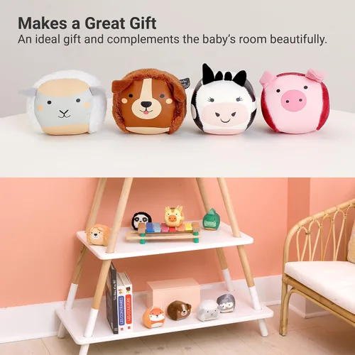 Vista 3 de Little Big Friends Roly Poly Balls Juguete sensorial de sonajero para bebé, juego de 4