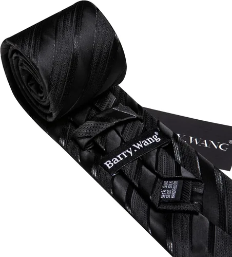 Vista 229 de Barry.Wang Juego de corbatas para hombre, corbata de seda a rayas, tejido a cuadros, gemelos formales, negocios, boda