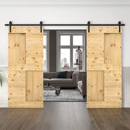 Vista 50 de TMS Serie N - Puerta corrediza interior de madera de pino anudada con kit de herrajes deslizantes (32 x 84 pulgadas, blanco)