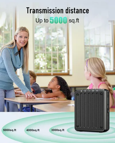 Vista 6 de SHIDU Amplificador de voz de 20 W, micrófono inalámbrico Lavalier, amplificador de voz Bluetooth para profesores, micrófono portátil con altavoz