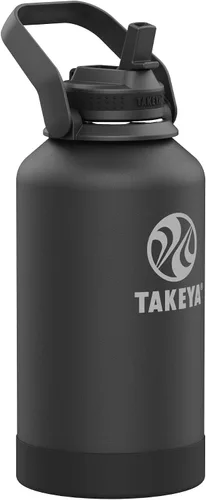 Vista 5 de Takeya Pickleball - Botella de agua aislada de acero inoxidable con tapa y asa de transporte, 32 onzas, Dropshot Teal Verde azulado