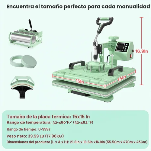 Vista 8 de Slendor - Prensa de calor de 15 x 15 pulgadas, 5 en 1, máquina de prensa de calor con giro de 360 grados, digital, para camisetas, prensa