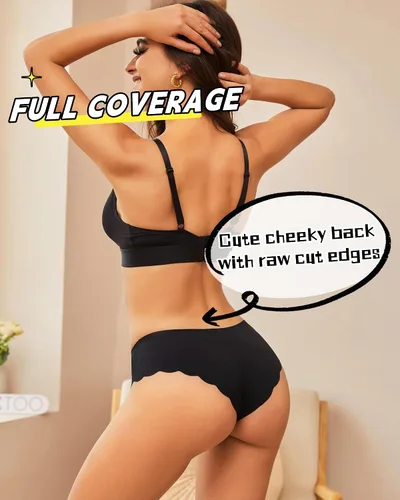 Vista 2 de FINETOO Paquete de 6 calzones sin costuras para mujer, sexy, de tiro bajo, con borde ondulado, no visibles, para mujer, atrevido, S-XL