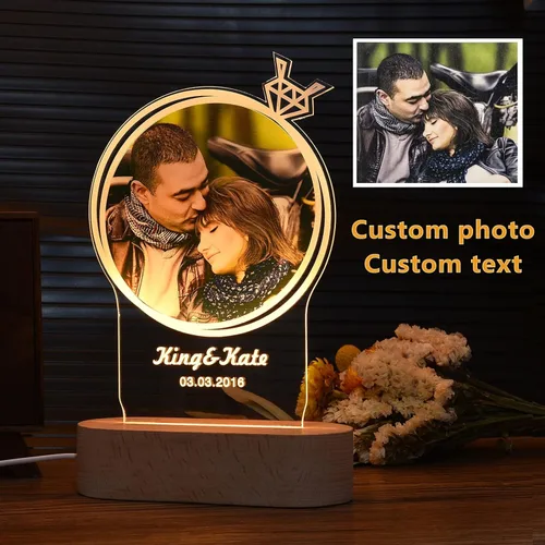 Vista 8 de guf Marco de fotos personalizado grabado, marco de fotos personalizado con cristal 3D, regalos para esposa, regalos de novio, regalos de pareja