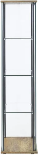 Vista 9 de BOWERY HILL 3 Shelf Glass Curio Cabinet, Sandy Black Metal Frame, Engineered Wood Top and Base, Clear Glass Panels, Laminate Veneer Finish