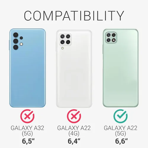 Vista 6 de kwmobile Funda compatible con Samsung Galaxy A22 5G - Funda protectora de silicona TPU suave y delgada - Negro mate