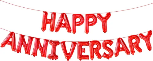 Vista 8 de KatchOn Letras de globos de feliz aniversario de oro rosa, 16 pulgadas, pancarta de aniversario para decoraciones, telón de fondo, pancarta de globos