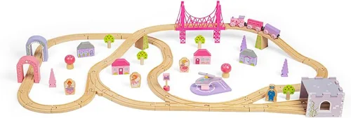 Vista 9 de Bigjigs Rail Fairy Town - Juego de tren de madera Juguete ferroviario para niños a partir de 3 años Pista de madera con modelo de aldea