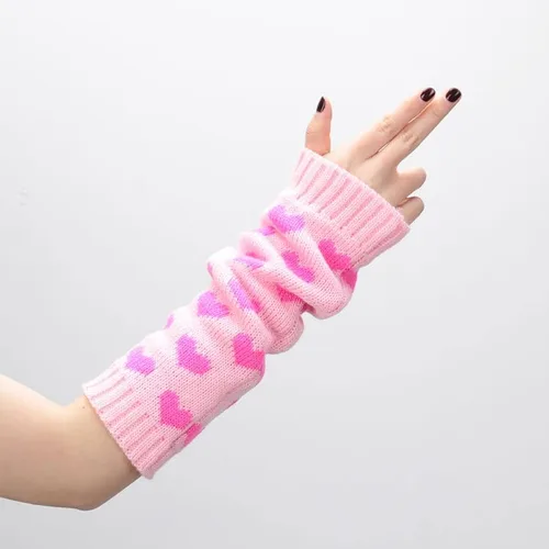 Vista 2 de Calentadores de brazo Y2k Gyaru Kawaii Lolita manga larga brazo japonés Harajuku guantes sin dedos guantes lindos pastel góticos accesorios