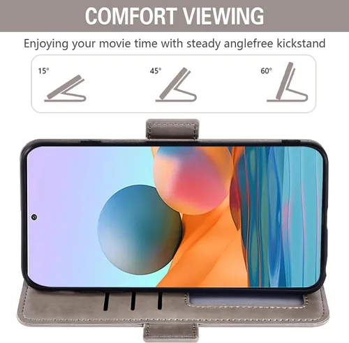 Vista 4 de Asuwish Compatible con Xiaomi Redmi Note 10 Pro - Funda tipo cartera de vidrio templado, protector de pantalla para tarjeta de crédito, correa