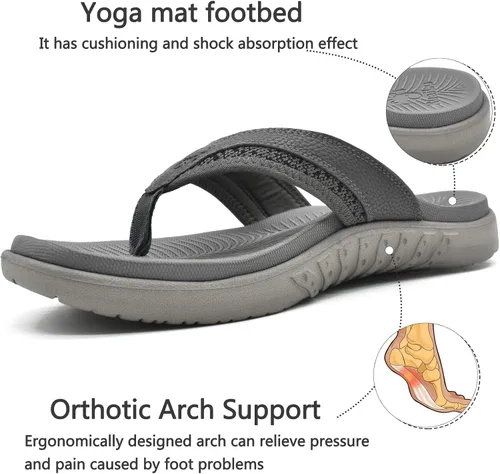 Vista 4 de KuaiLu - Sandalias deportivas para hombre, cómodas, con soporte ortopédico para el arco y fascitis plantar, para exteriores, verano o playa, tallas