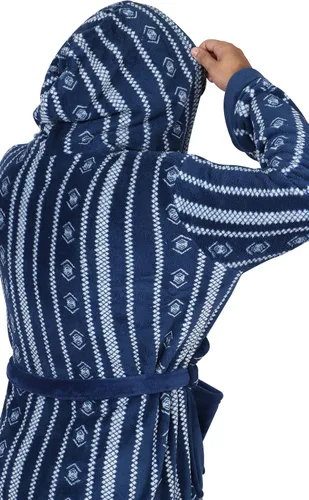 Vista 2 de NY Threads Mens Hooded Fleece Robe - Plush Long Bathrobes