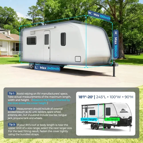 Vista 4 de RVMasking - Funda para remolque de RV de 18 a 20 pies, funda de 7 capas extra gruesa para cámper impermeable y resistente al viento
