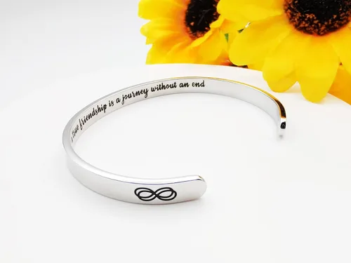 Vista 373 de Pulseras inspiradoras para mujer, joyería de acero inoxidable, con refranes, pulsera motivacional con mensaje oculto, pulseras grabadas para mejor