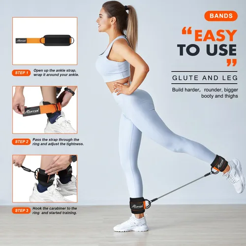 Vista 9 de Bandas de resistencia para entrenamiento, bandas de resistencia de tobillo, bandas de terapia física para entrenamiento de fuerza, yoga, pilates