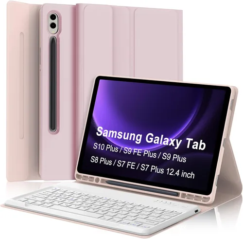 Vista 22 de Funda de teclado para Samsung Galaxy Tab S7 FE (5G)/S8 Plus/S7 Plus de 12.4 pulgadas Teclado Bluetooth magnético desmontable Funda protectora