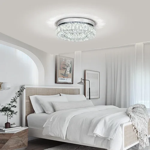 Vista 7 de Lámpara de Araña LED de Cristal de 11.8", Luminaria de Techo de Montaje al Ras, Lámparas de Araña Modernas para Dormitorios, Comedor, Pasillo, 6500K