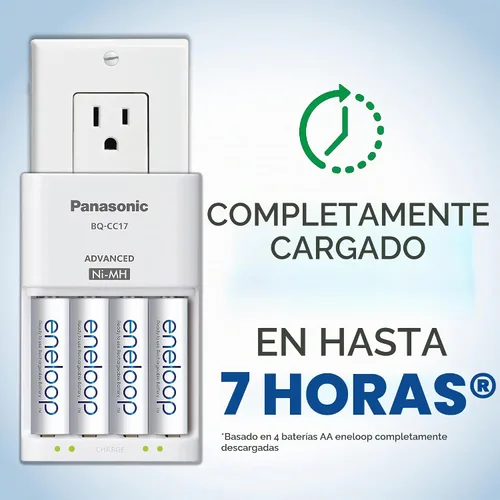 Vista 3 de Cargador de batería avanzado individual Panasonic Eneloop con 4 luces led que indican la carga BQ-CC17 Blanco