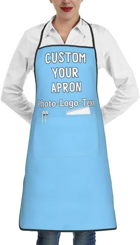 Vista 11 de Delantales personalizados para adultos, delantal personalizado con logotipo de foto, delantal impermeable con 2 bolsillos