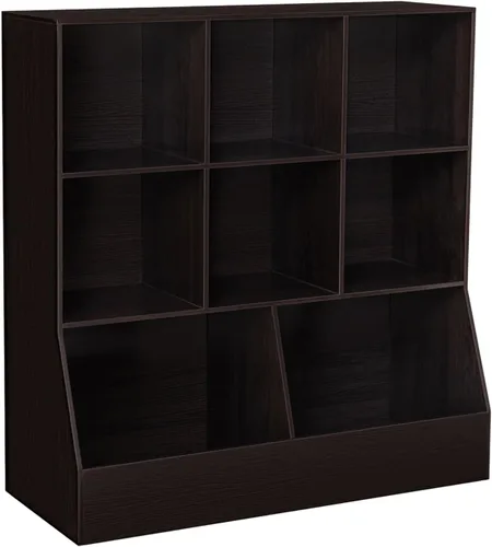 Vista 26 de DINZI LVJ Organizador de almacenamiento para juguetes, estantería para niños, gabinete de almacenamiento de juguetes de madera, estantería