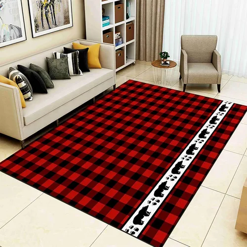 Vista 9 de Alfombra de área de decoración de habitación de Feliz Navidad, 2 x 3 pies, alfombra de árbol de Navidad con copos de nieve para dormitorio, alfombra