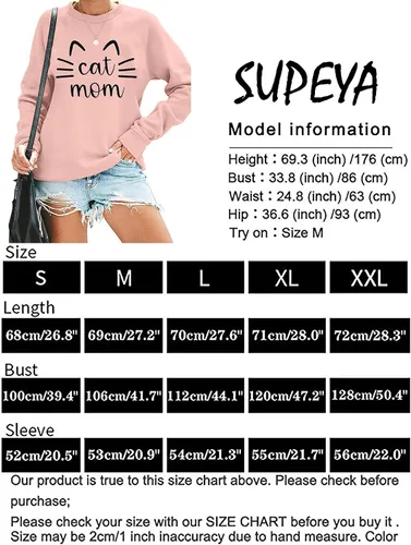Vista 5 de Cat Mom - Camiseta de manga larga con estampado de letras Cat Mama para mujer