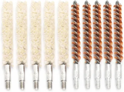 Vista 8 de Juego de 10 cepillos/hisopos para limpieza de cañones, cepillos de limpieza para cañones de escopeta/pistola (calibre.17) Shotgun/Pistol Bore