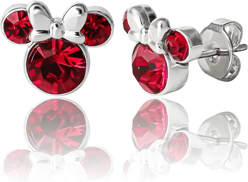 Vista 8 de Minnie Mouse Birthstone Stud Earrings Official License Cristal transparente de abril