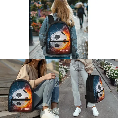 Vista 238 de FOR U DESIGNS Fuego baloncesto impreso niños escuela mochilas viaje mochila libro bolsa