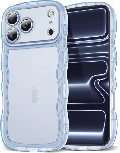 Vista 65 de SKYLMW Funda compatible con iPhone 12 Pro, diseño de ondas rizadas kawaii, borde chapado de lujo, elegante parte trasera transparente brillante, TPU
