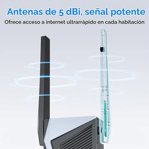 Vista 3 de Amplificador de señal WiFi 2026, repetidor de Internet de 15,899 pies Negro