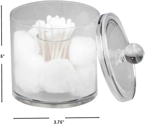 Vista 7 de Home Basics Soporte para bolas y hisopos de algodón acrílico, organizador de almacenamiento de Q-tip, transparente