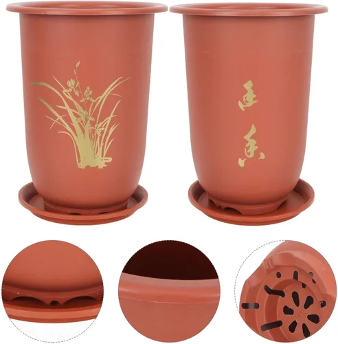 Vista 7 de Levemolo 2 Sets Orchid Flower Pots with Tray, Plastic Planting Pots