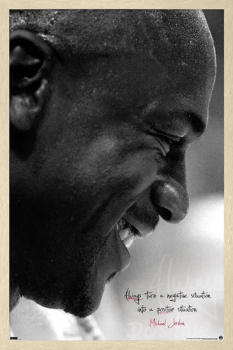 Vista 7 de Trends International Michael Jordan - Póster de pared siempre positivo, 22.4 pulgadas de largo x 14.7 pulgadas, versión enmarcada en madera