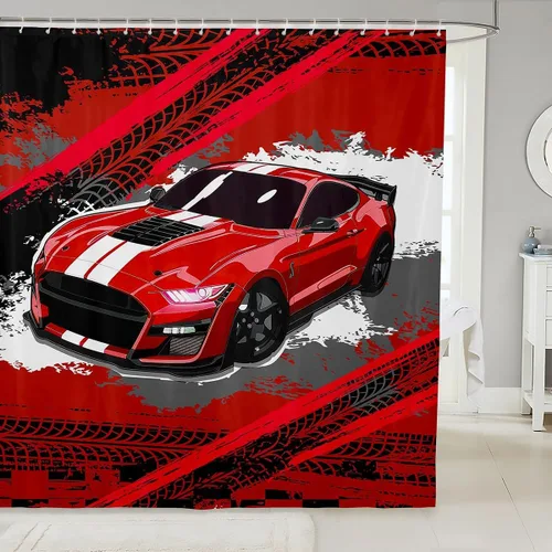 Vista 8 de Erosebridal Construction Truck Shower Curtain 72" Wx72 L Excavator Waterproof Bathroom Accessories Navy Blue Tractor Machinery Vehicle Bath Curtain