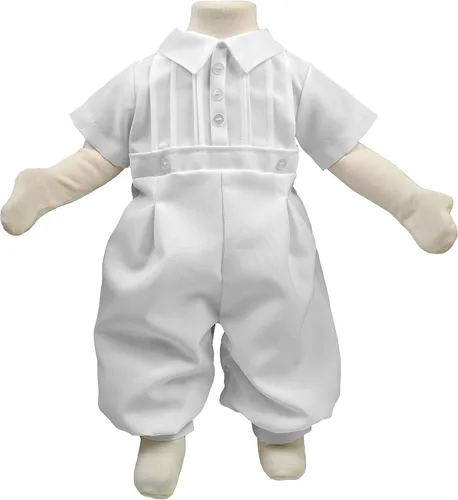 Vista 4 de Enterizo de manga corta con cuello blanco para bebé niño con alfiler