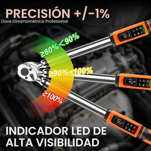 Vista 6 de coobeast - Llave dinamométrica digital de 1/2 unidad (3.76-250.8 pies libras/5.1-340 Nm)